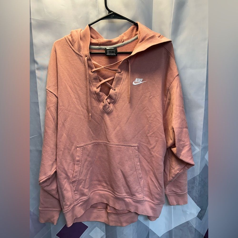 Nike Women's dusty pink Lace-Up Hoodie - Picture 3 of 9